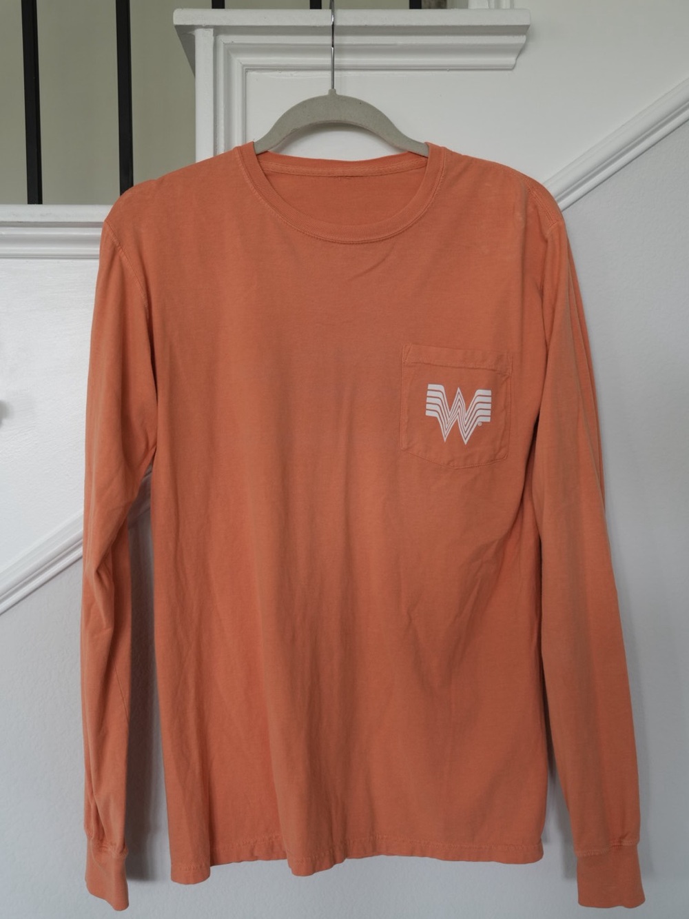 Whataburger Long Sleeve Pocket Tee Orange Graphic Shirt Men’s Small